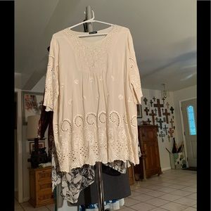 Venice blue cotton blouse